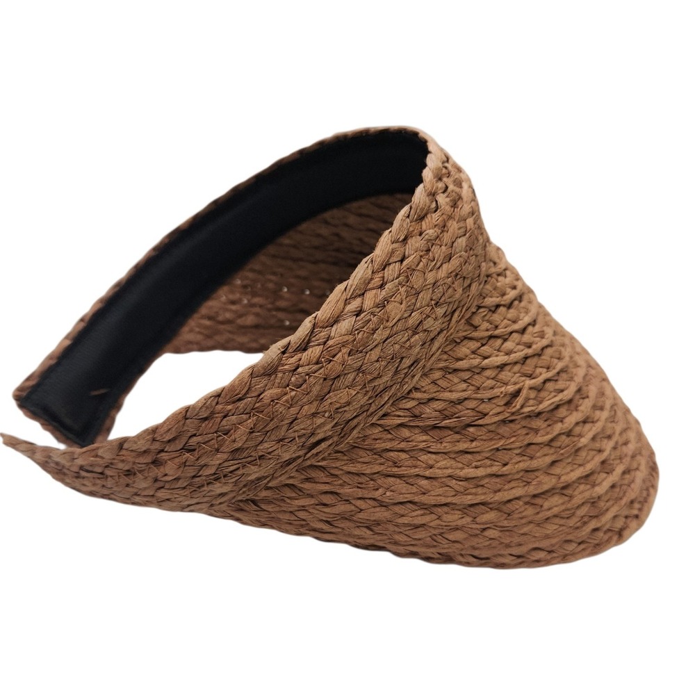 Shiraleah‎ Chicago Straw Sun Visor Brown Tan Woven Beachy Summer Hat Headband